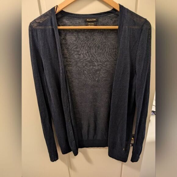 Massimo dutti linen Navy cardigan - Picture 1 of 5